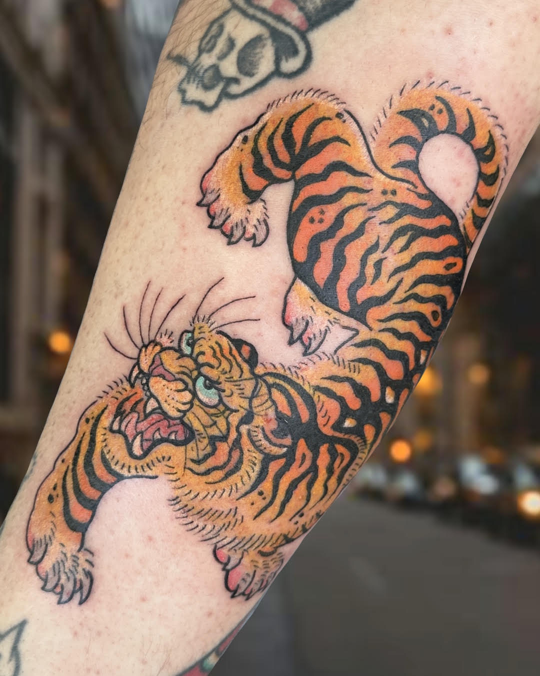 Traditional Japanese style tiger tattoo
